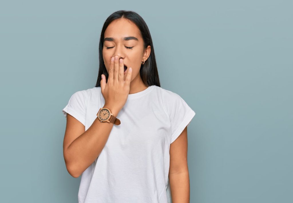 woman yawning