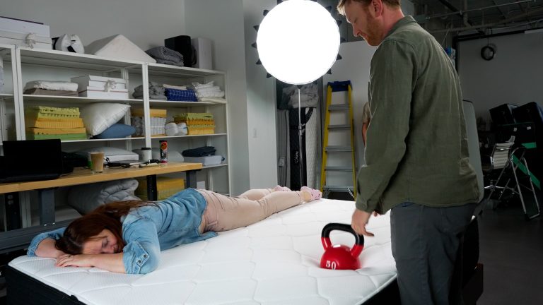 Sleep Foundation tester evaluating the Plank Firm Luxe mattress