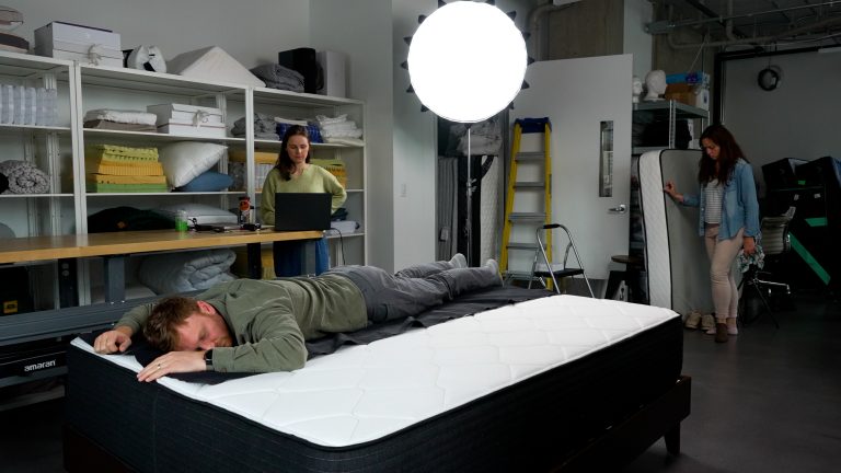 Sleep Foundation testing the Plank Firm Luxe mattress in the Seattle Test Lab