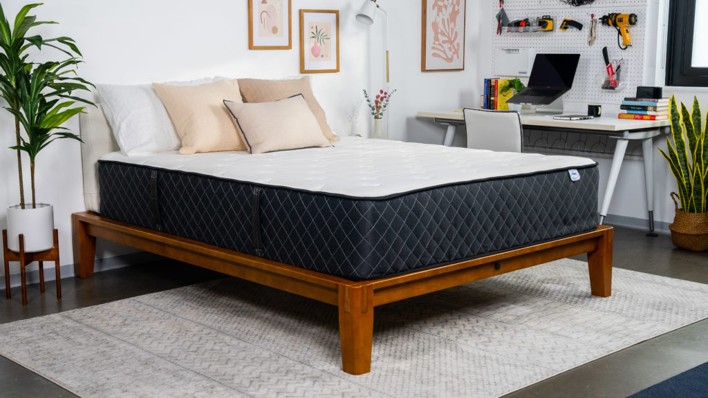 Bear vs. Nectar Mattress Comparison A picture of the Bear Hybrid Mattress in Sleep Foundation's test lab.