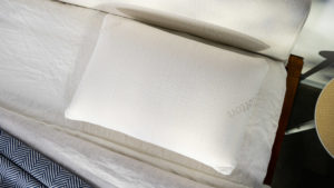 A picture of the Brooklyn Bedding Talalay Latex Pillow in Sleep Foundation's test lab.