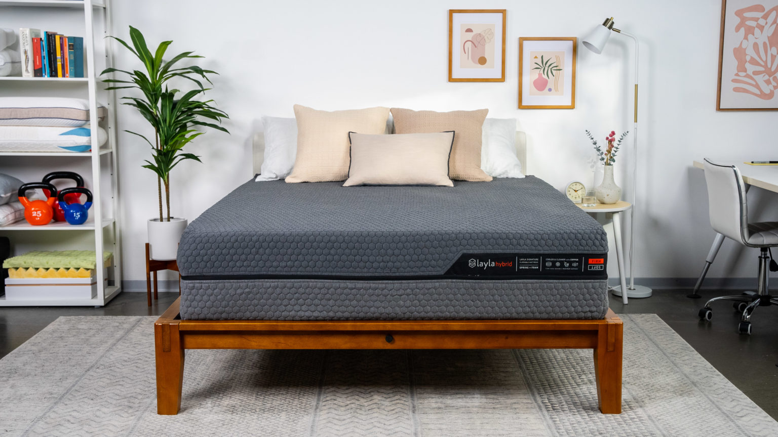 Picture of the Layla Hybrid Mattress in the Sleep Foundation Test Lab.