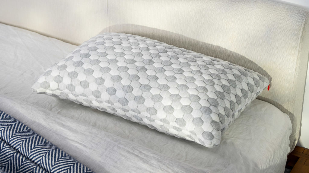 A picture of the Layla Kapok Pillow in Sleep Foundation's test lab.