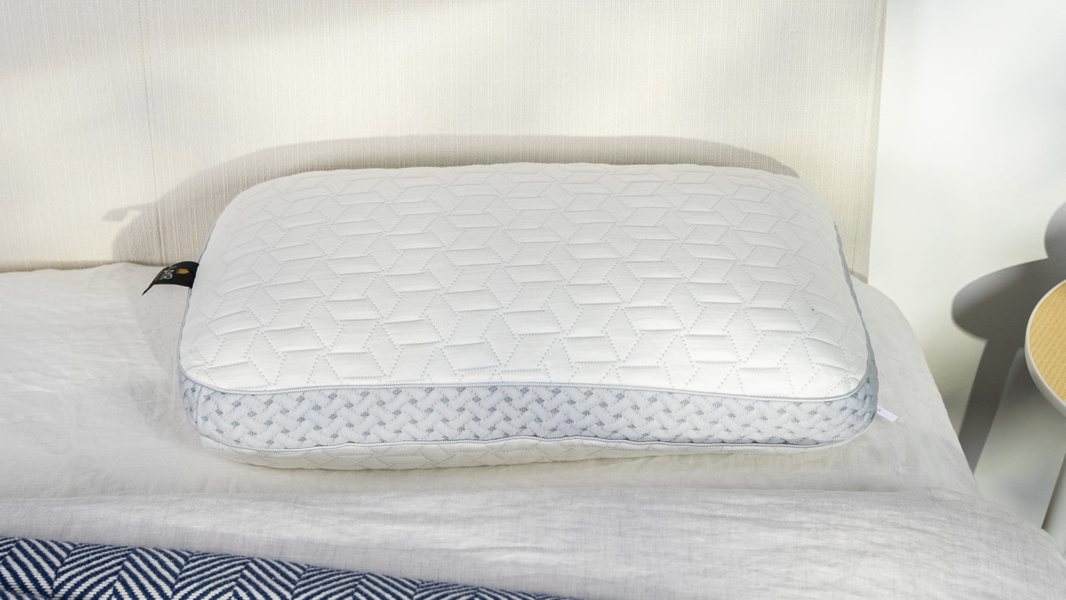A picture of the Luxome LAYR Customizable Pillow in Sleep Foundation's test lab.