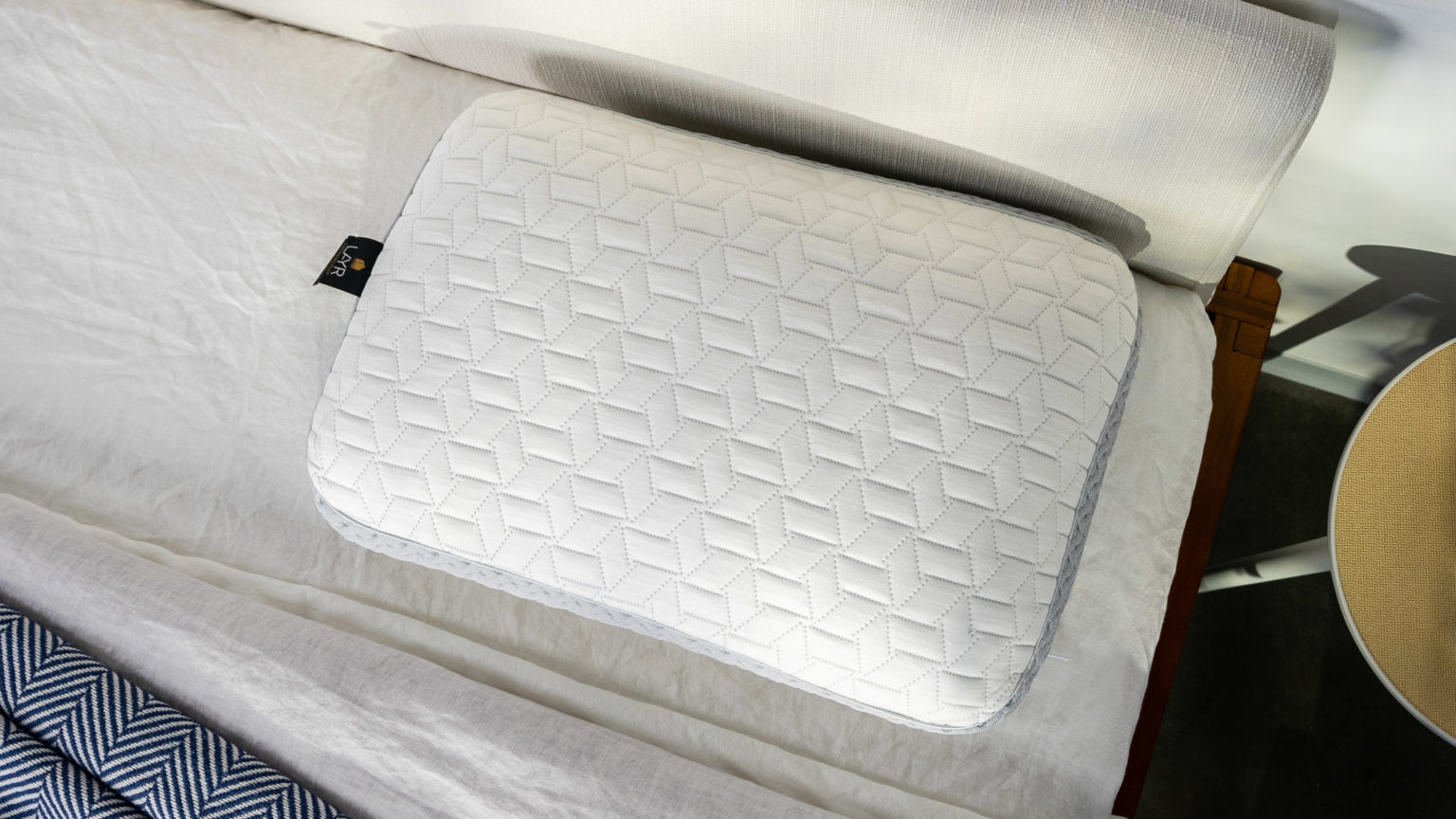 A picture of the Luxome LAYR Customizable Pillow in Sleep Foundation's test lab.