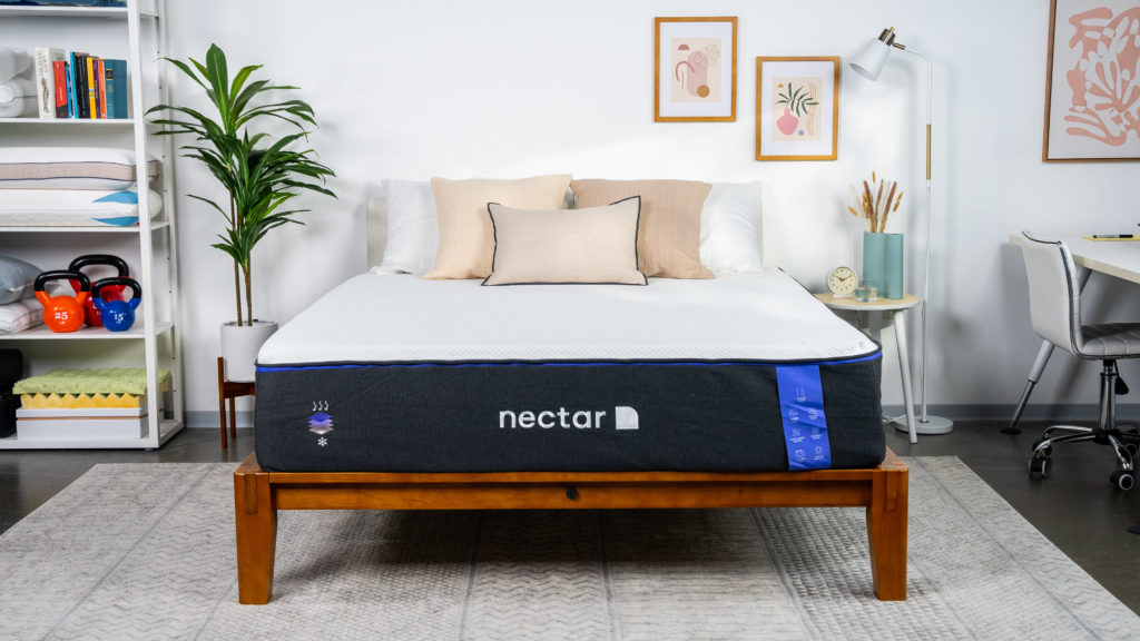 Nectar Premier Mattress Review A picture of the Nectar Premier Mattress in Sleep Foundation's test lab.