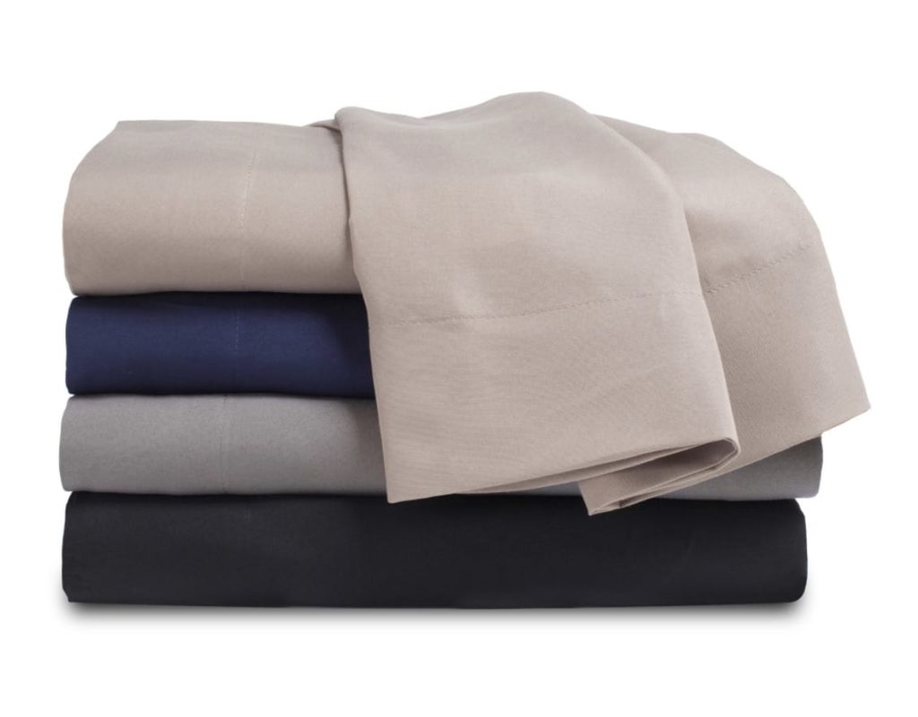folded blue beige gray and black towels