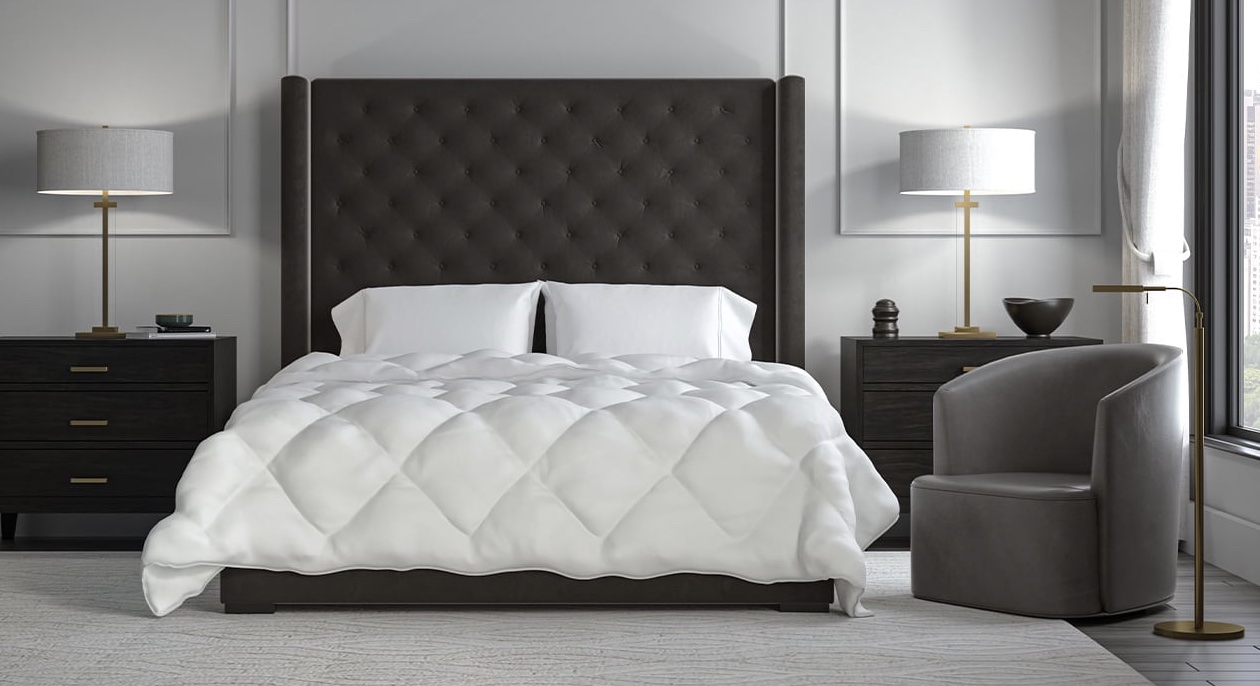 Product page photo of the Saatva Heavyweight Down Alternative Comforter