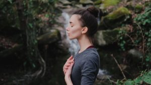 woman breathing deeply