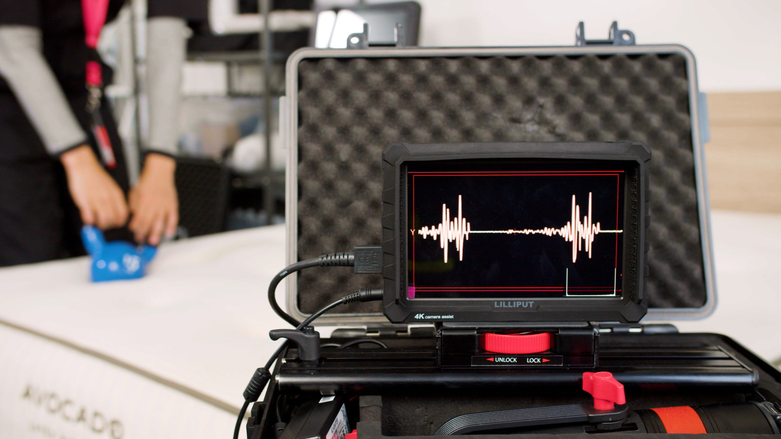 Close-up of motion isolation test results for the Avocado Latex Mattress in the Sleep Foundation Seattle Test Lab