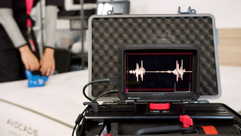 Close-up of motion isolation test results for the Avocado Latex Mattress in the Sleep Foundation Seattle Test Lab