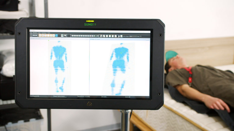 Close-up of back-sleeping pressure mapping results for the Saatva Zenhaven mattress