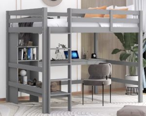 Merax Loft Bed with Built-In Desk