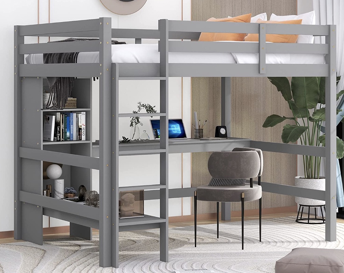 Amazon.com photo of the Merax Loft Bed with Built-In Desk