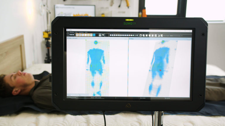 Close-up of back-sleeping pressure mapping results for the Eco Terra mattress