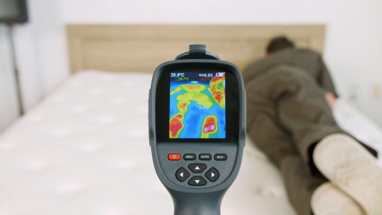 Close-up of thermal camera results measuring heat retention on the Silk & Snow Organic Mattress