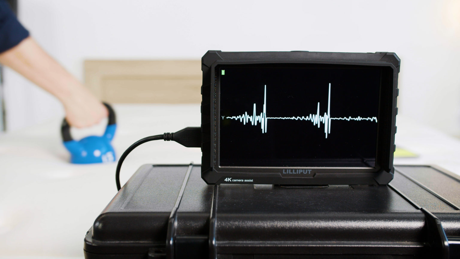 Close-up of motion isolation test results for the Saatva HD mattress