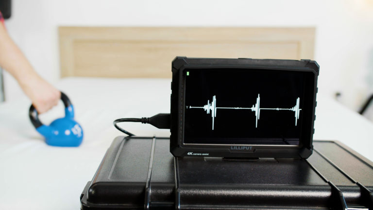 Close-up of motion isolation test results for the Zinus Green Tea Memory Foam Mattress