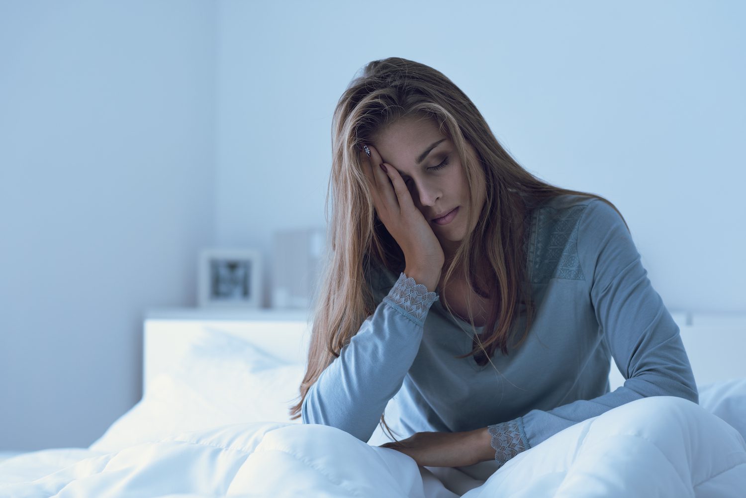 Woman awake at night