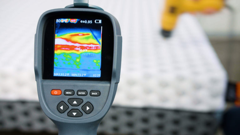 Close-up of thermal camera results measuring heat retention on the Layla Memory Foam Mattress
