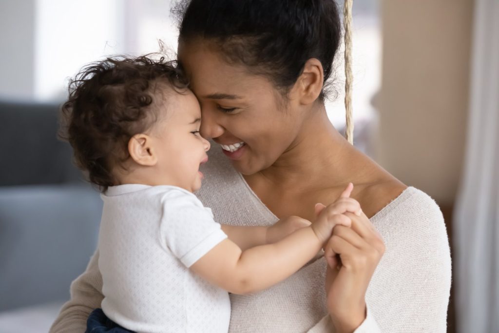 A baby and mother