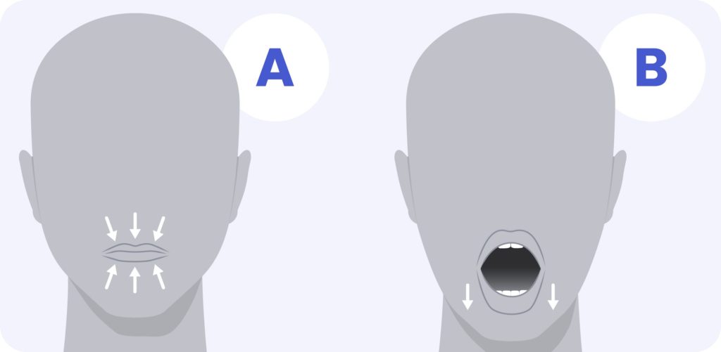 Diagram illustrating the jaw strengthening snoring exercise