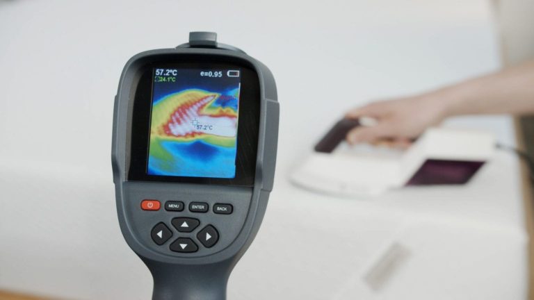 Close-up of thermal camera results measuring heat retention on the Tuft & Needle Original mattress