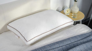 A picture of the Saatva Latex Pillow in Sleep Foundation's test lab.
