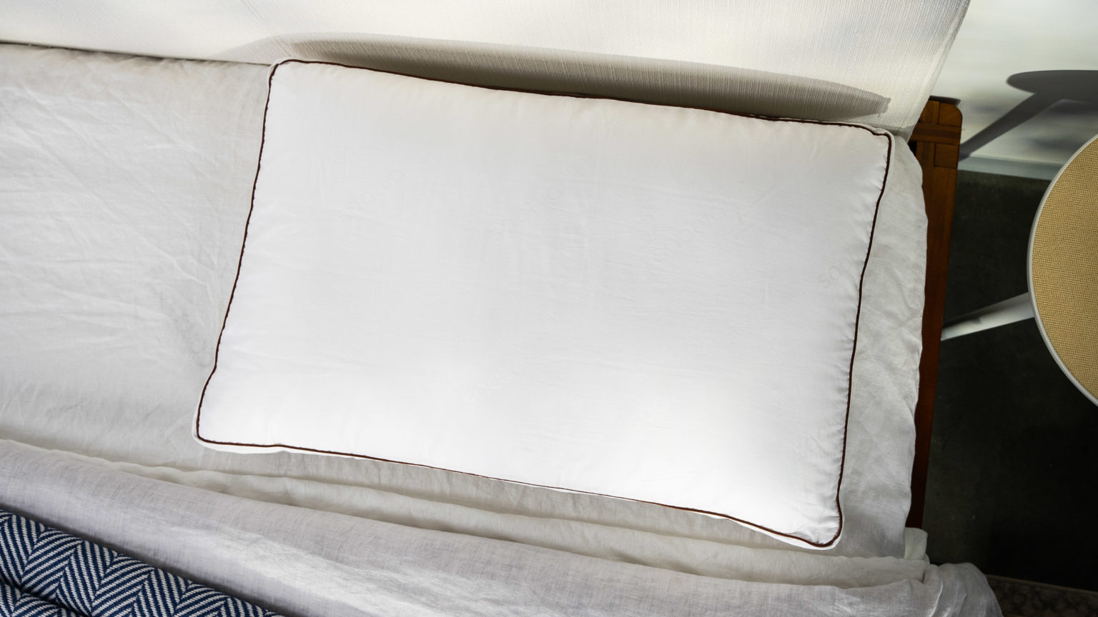 A picture of the Saatva Latex Pillow in Sleep Foundation's test lab.
