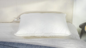 A picture of the Sweet Zzz Plant-Based Pillow in Sleep Foundation's test lab.