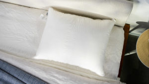 A picture of the Sweet Zzz Plant-Based Pillow in Sleep Foundation's test lab.