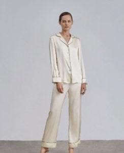 Silk Maison Ivory Piped Silk Pajama Set