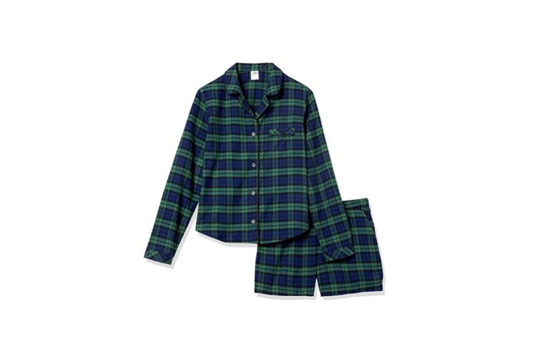 product image of the Amazon Essentials Women's Lightweight Woven Flannel Pajama Set with Shorts
