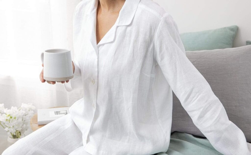 Best Cooling Pajamas for Night Sweats Product page photo of the Rough Linen Women's Classic Pajamas