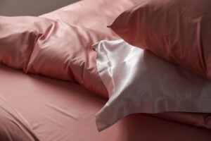 closeup view of satin pillowcases