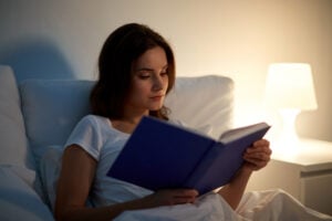 person reading before bed