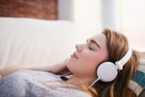 person resting on a couch